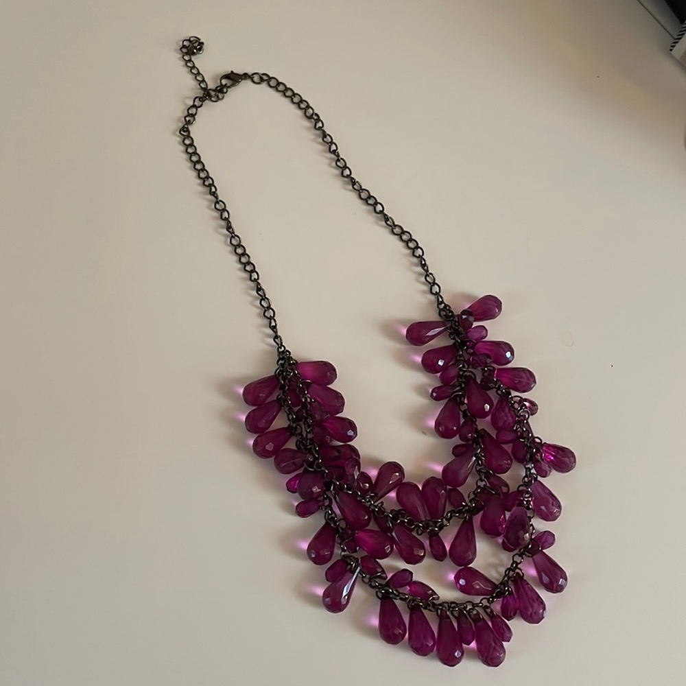 Purple double chain necklace